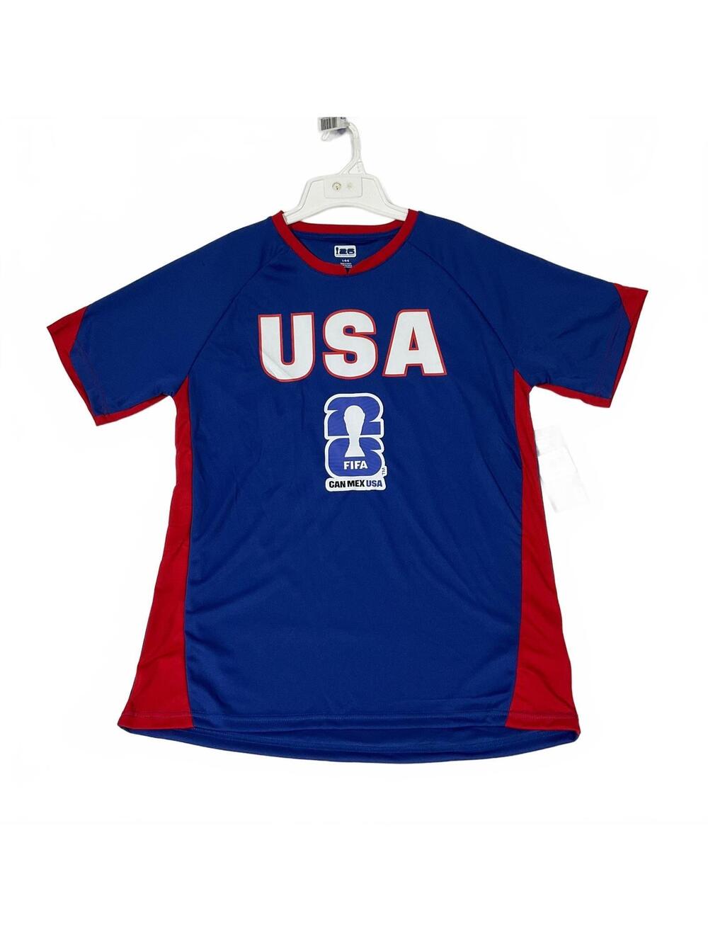FIFA World Cup USA Soccer Jersey Size Large Blue Red 2026 New b20